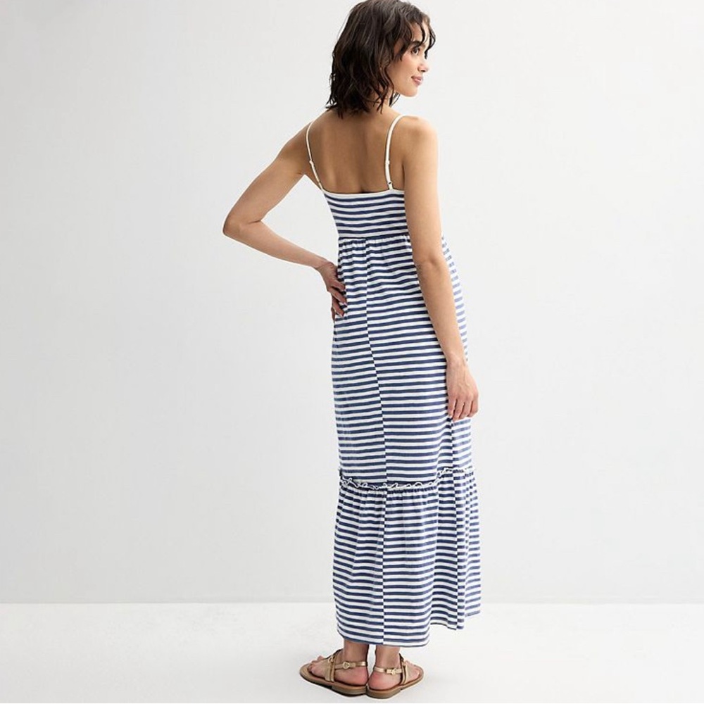 SO Women's Blue and White Striped Maxi Dress